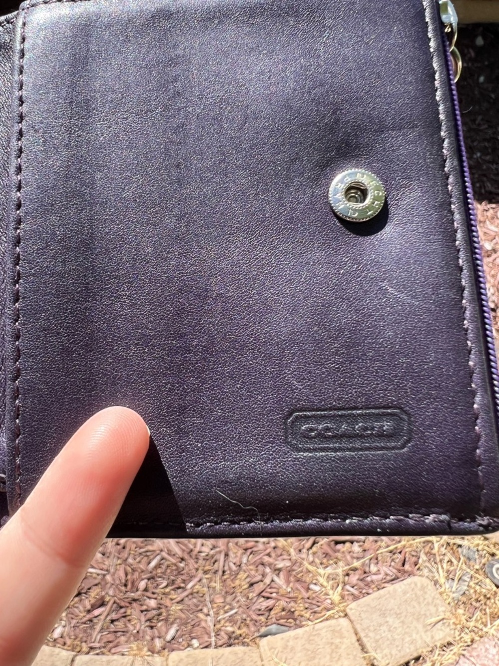 Vintage Coach Small Leather Wallet in Deep Purple with Silver Zipper 6911 - Picture 7 of 11
